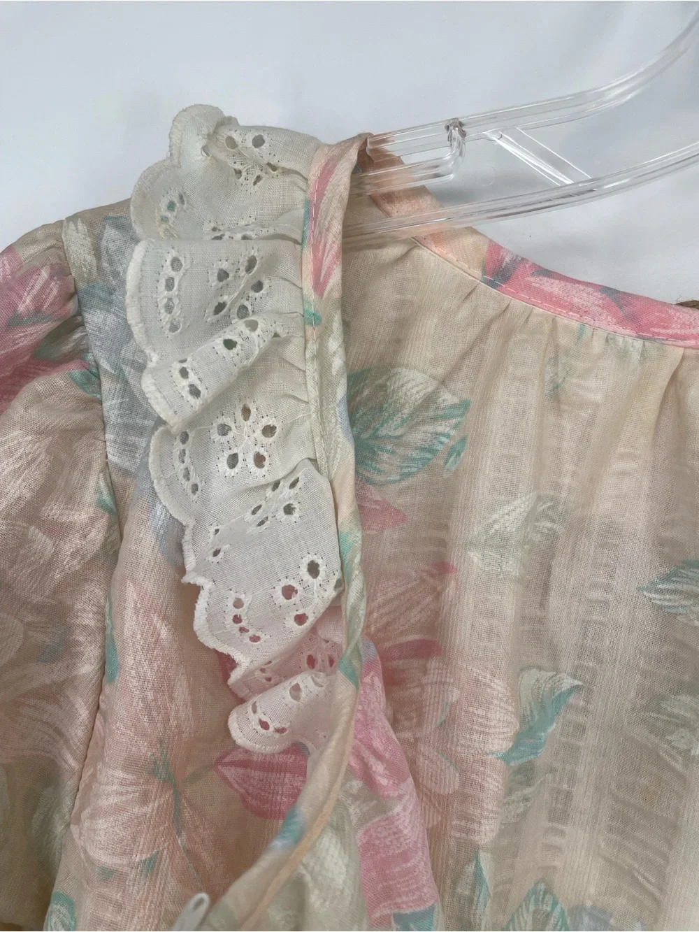 Vtg Anne Leslie Pastel Muted Floral 80s Textured Maxi House Coat PJs Zip Front - Picture 11 of 16